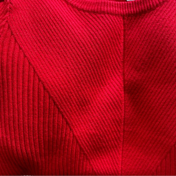 Just In// Bubble Over Ribbed Knit Sweater -Red - Picture 9 of 9